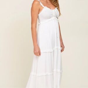 White Ruffle Midi Dress